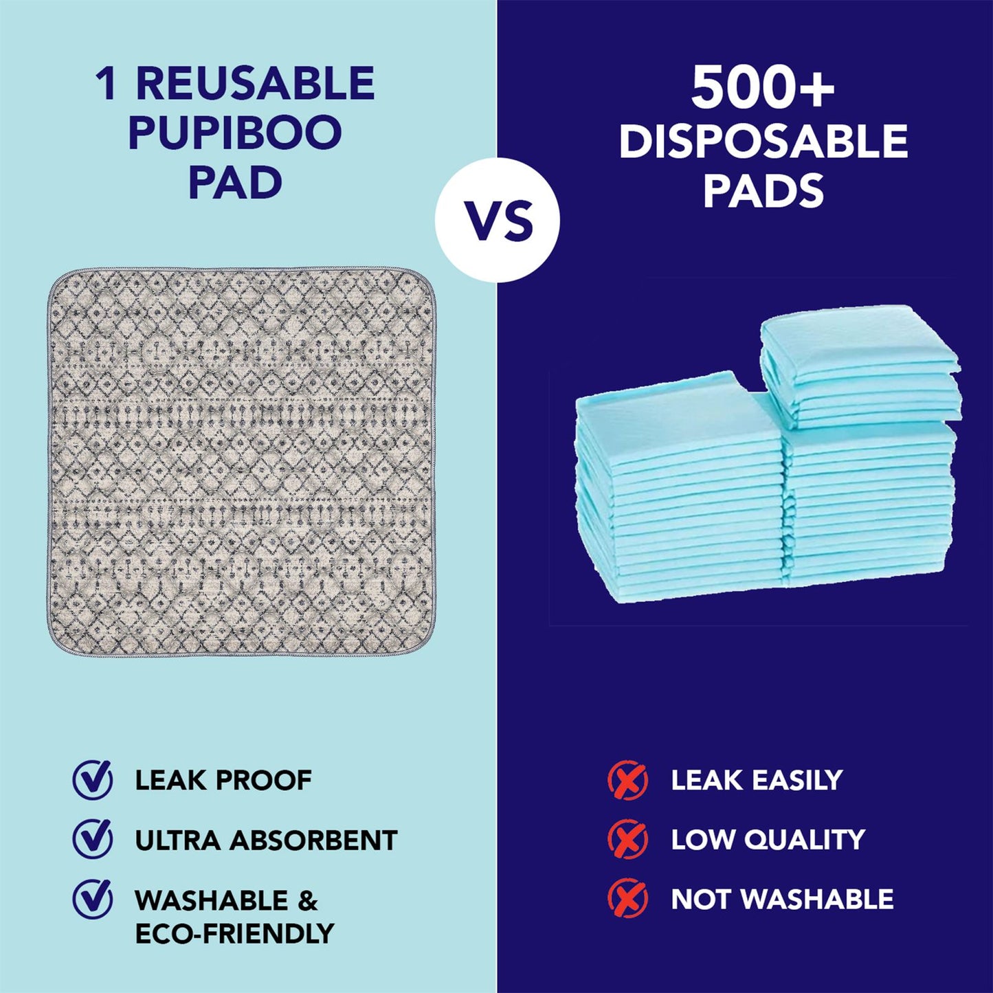 Grey Moroccan Washable Pee Pads
