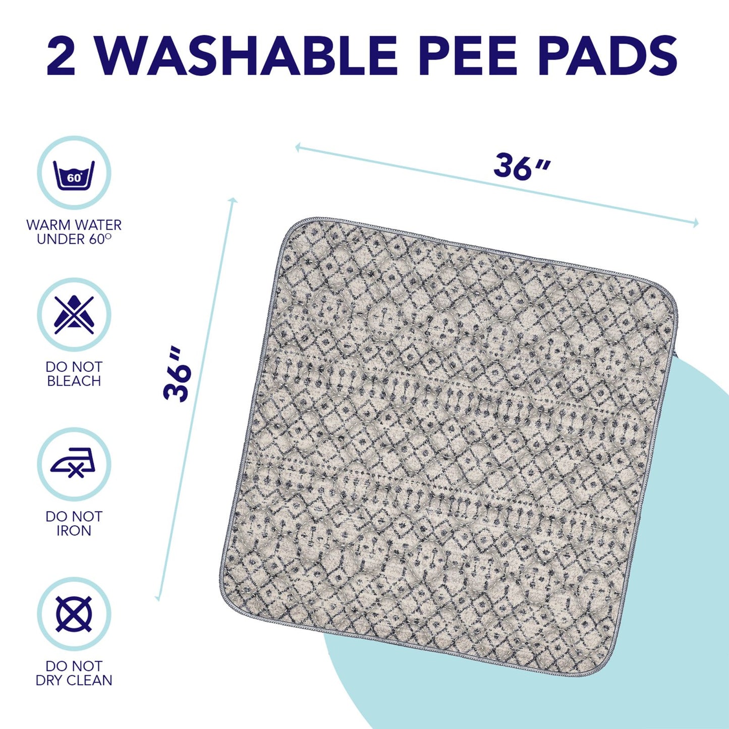 Grey Moroccan Washable Pee Pads
