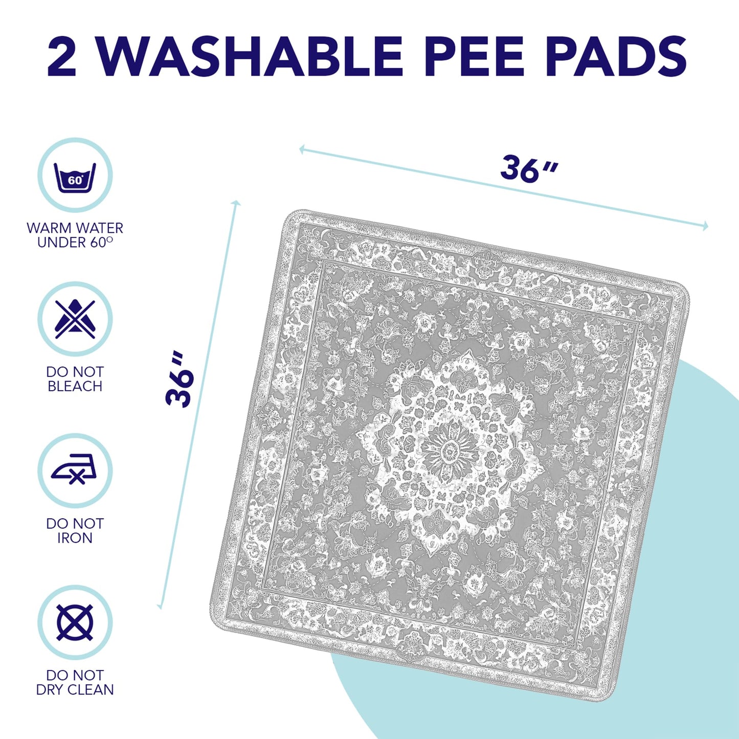 Light Grey Medallion Washable Pee Pads