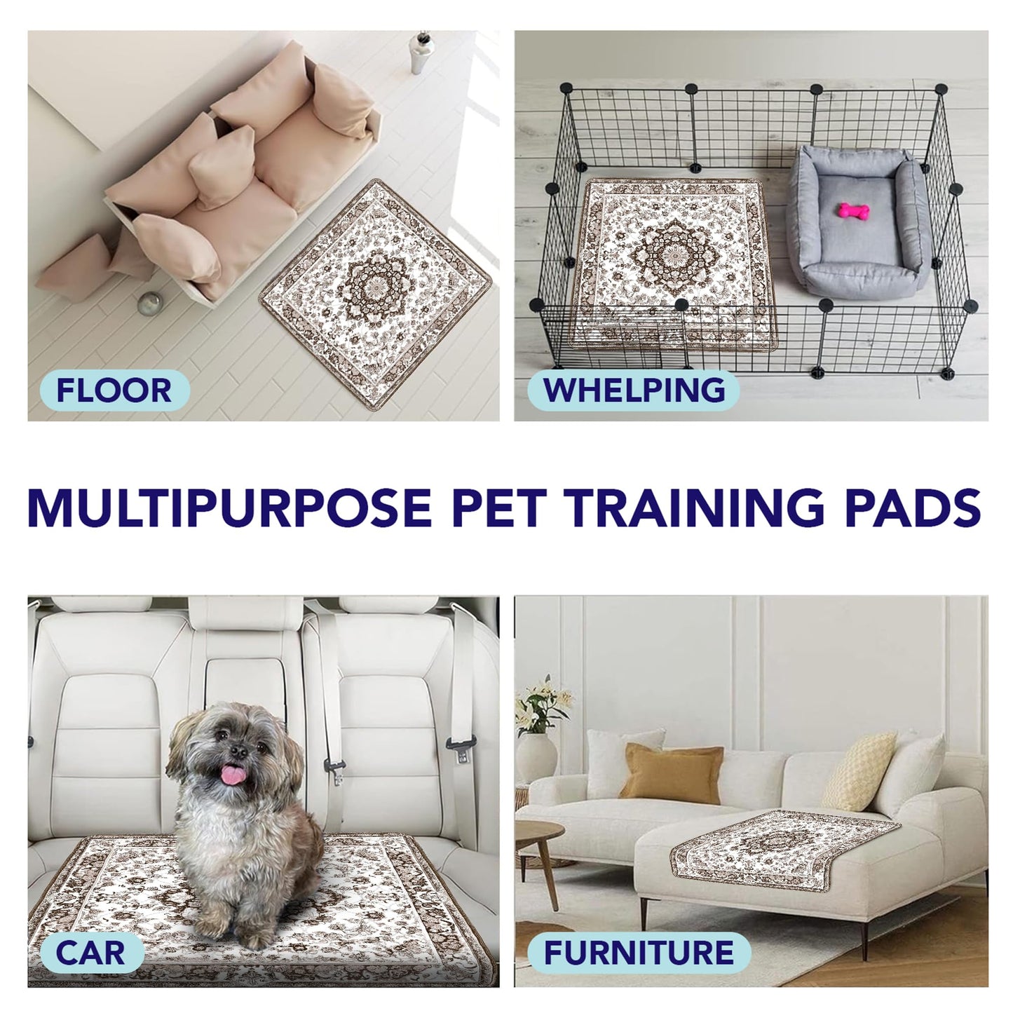 Light Brown Medallion Washable Pee Pads