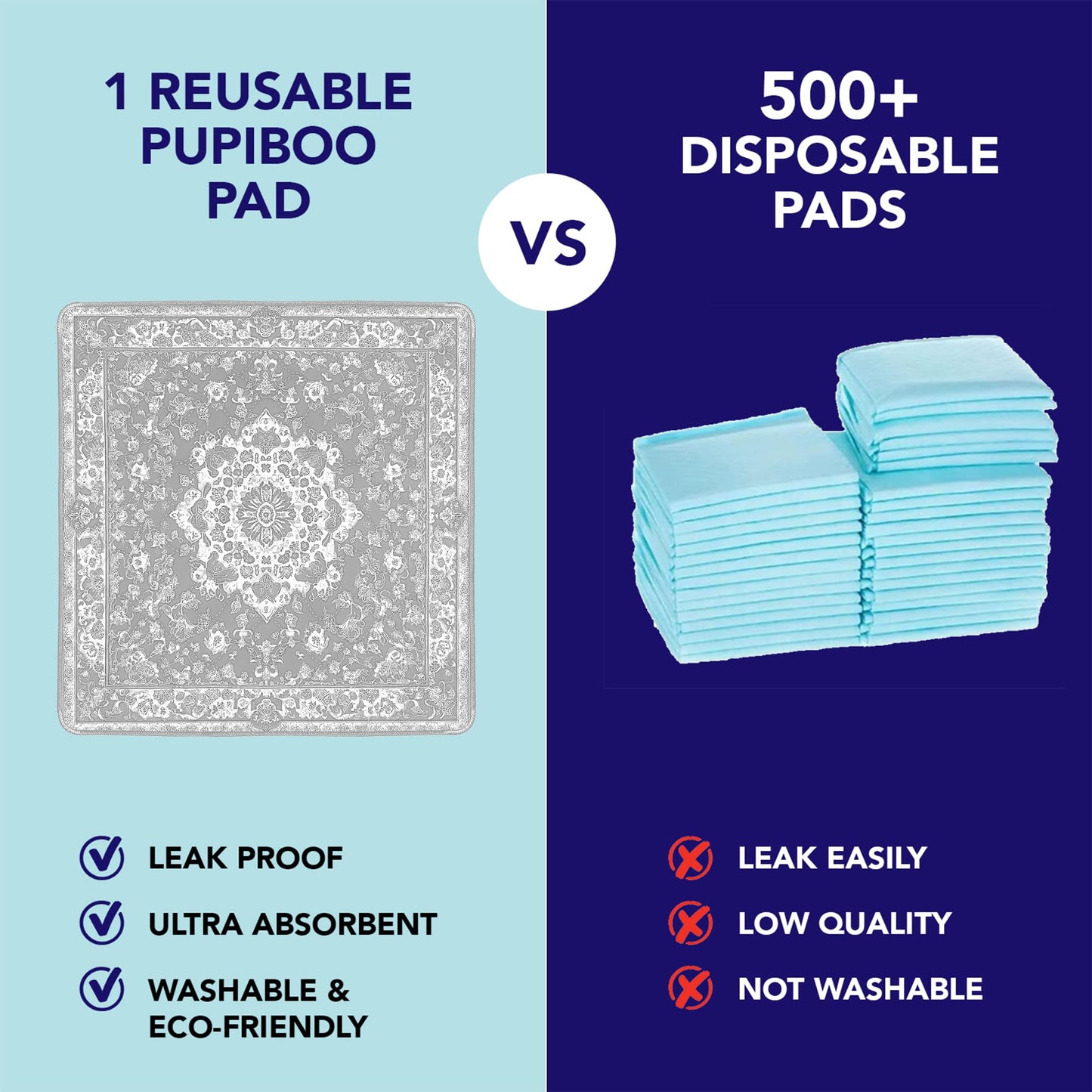Light Grey Medallion Washable Pee Pads