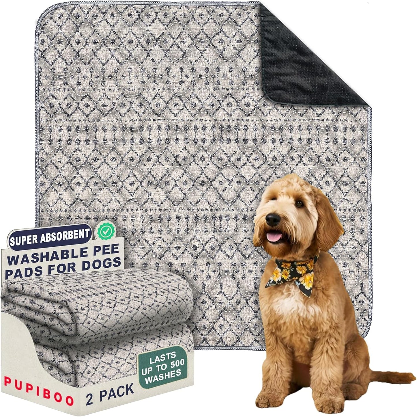 Grey Moroccan Washable Pee Pads