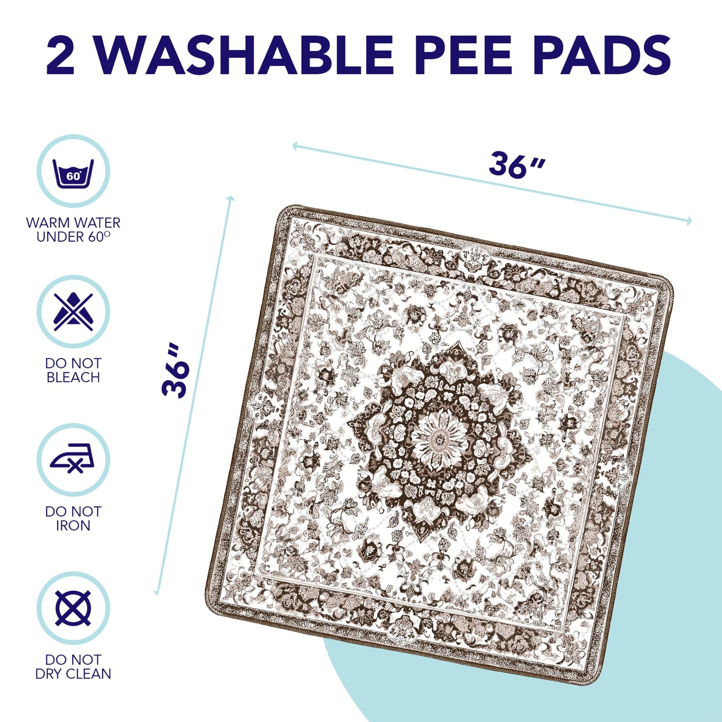Light Brown Medallion Washable Pee Pads