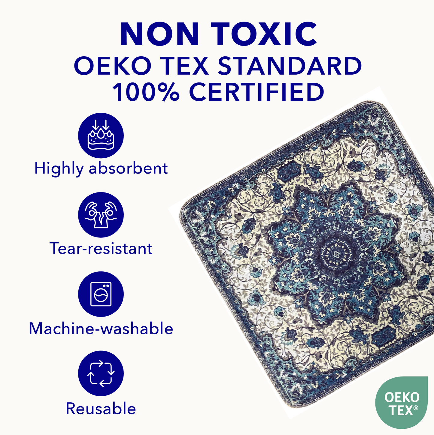 Washable Dog Pee Pads - Blue Medallion | Pawmotions