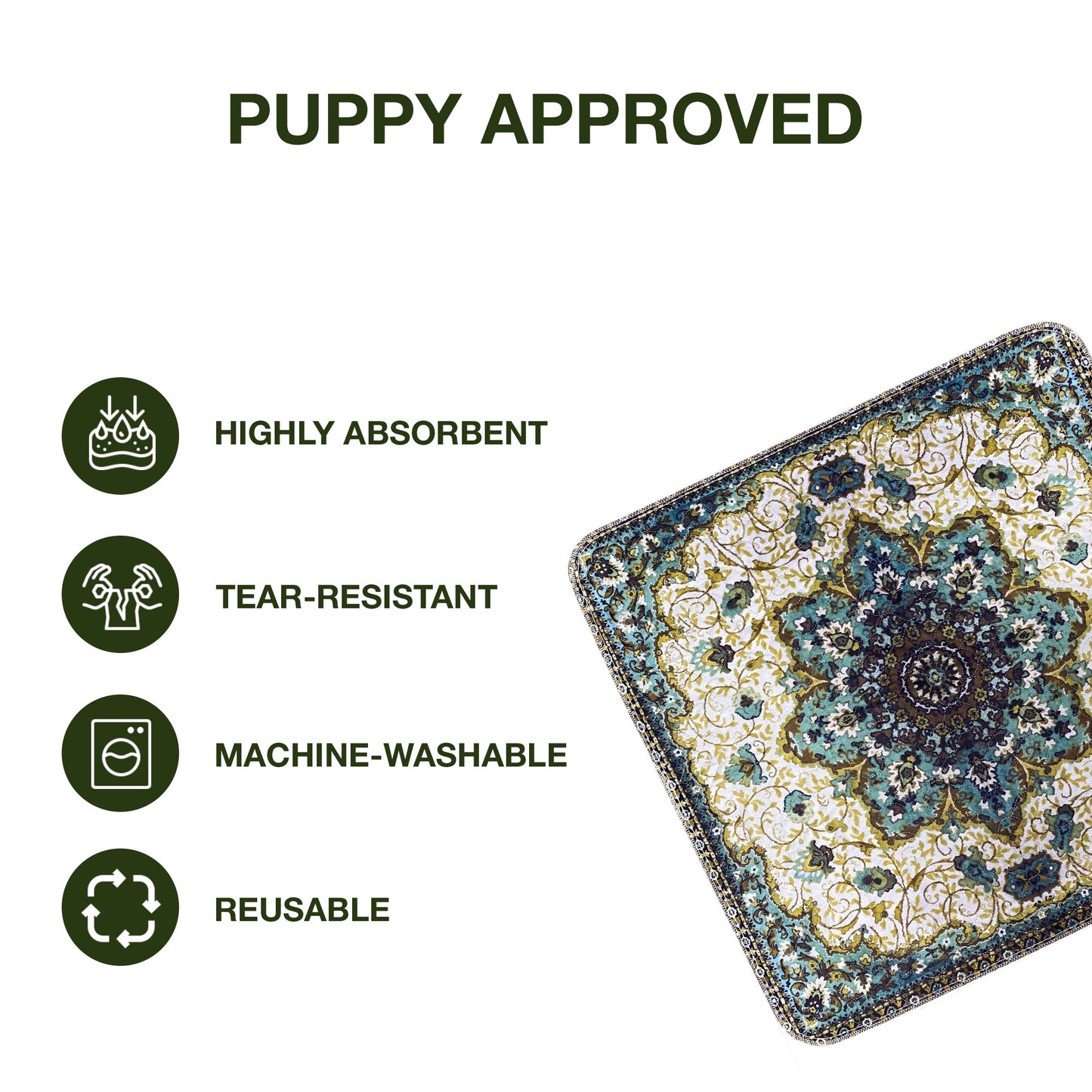 Green Medallion Washable Pee Pads