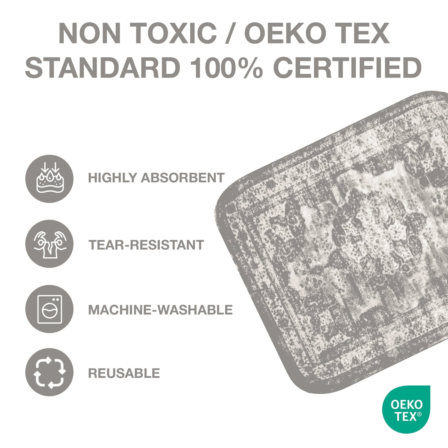 Grey Medallion Washable Pee Pads