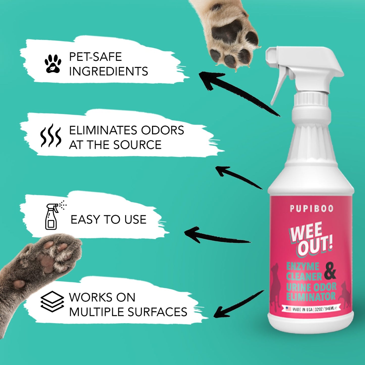 Wee Out – Enzymatic Pet Odor & Stain Eliminator Spray 32 oz.