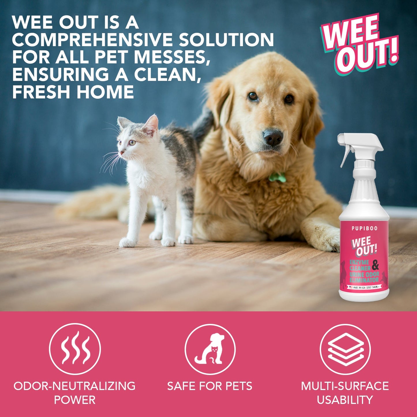 Wee Out – Enzymatic Pet Odor & Stain Eliminator Spray 32 oz.