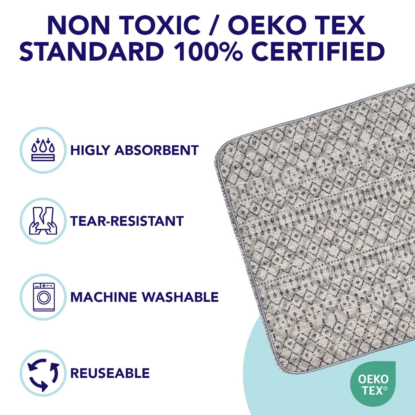 Grey Moroccan Washable Pee Pads