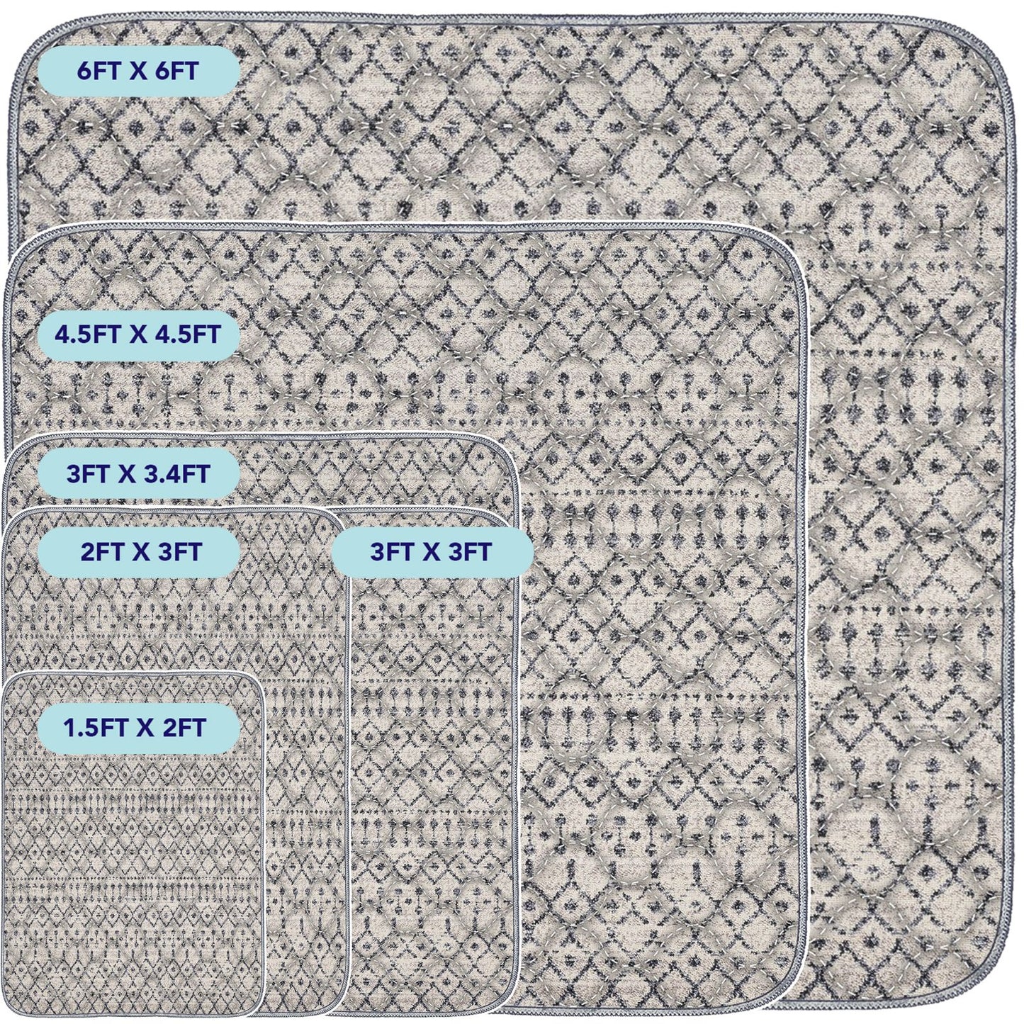 Grey Moroccan Washable Pee Pads