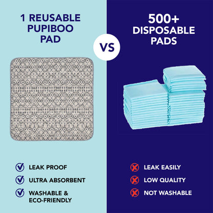 Grey Moroccan Washable Pee Pads