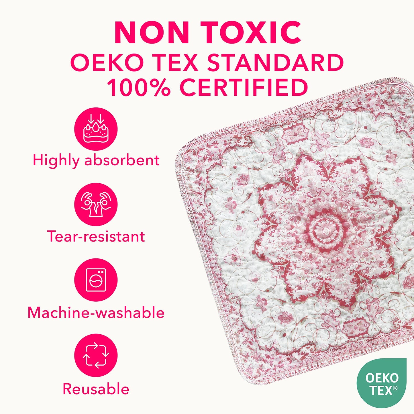 Pink Medallion Washable Pee Pads