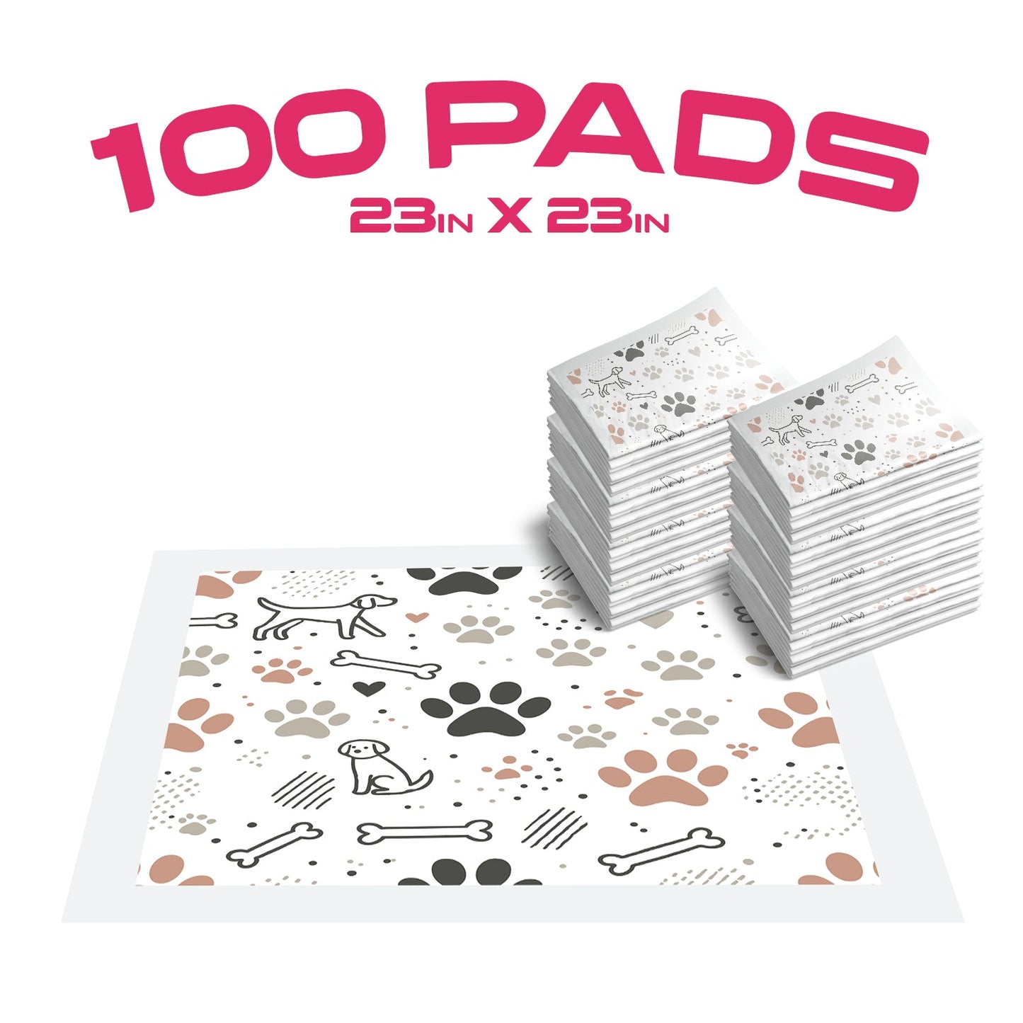 Paw Print Disposable Dog Training Pads – 23x23 Inches -  Pack Of 100