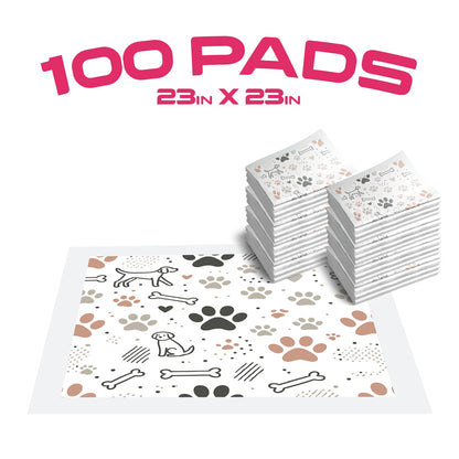 Paw Print Disposable Dog Training Pads – 23x23 Inches -  Pack Of 100