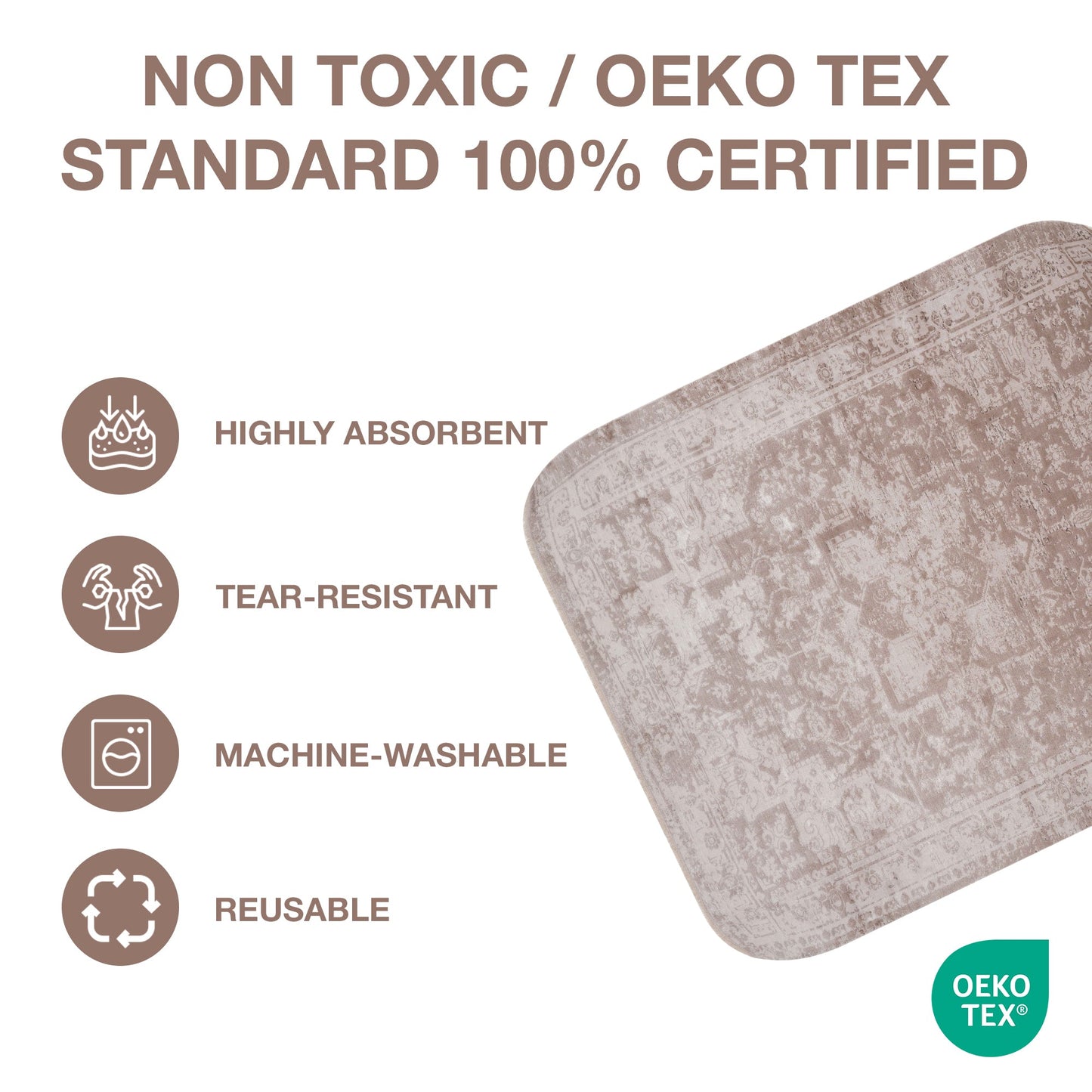 Taupe Medallion Washable Pee Pads
